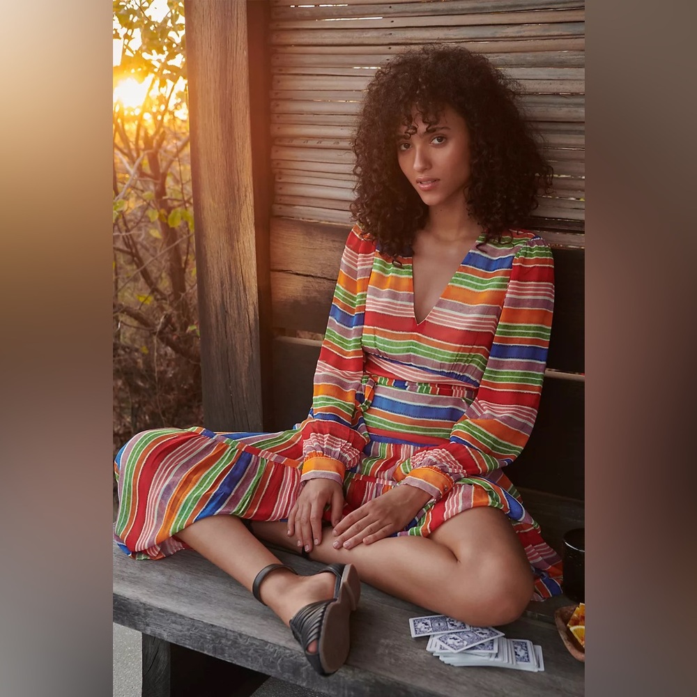 Anthropologie Farm Rio Luana Rainbow Maxi Dress - Picture 4 of 12